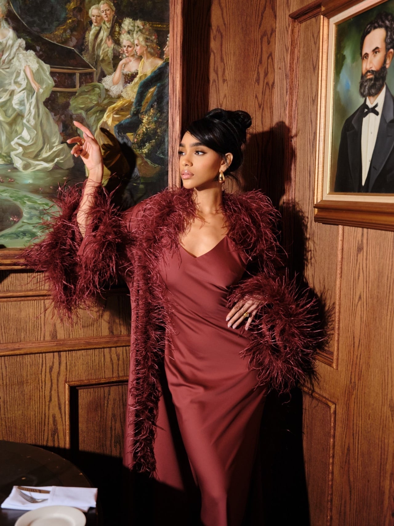 Charlize Kaftan - Crimson (Without train)